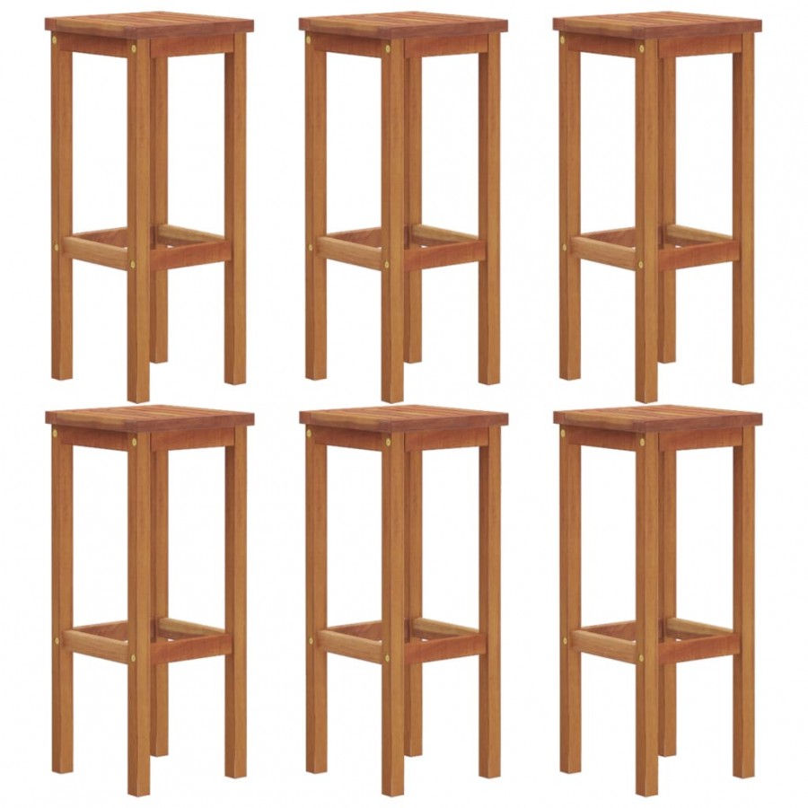 Tabourets de bar lot de 6 bois massif d'acacia