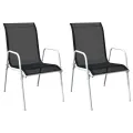 Chaises empilables de jardin 2 pcs Acier et textilène Noir