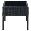 Table de jardin Noir 75x40x37 cm Résine tressée