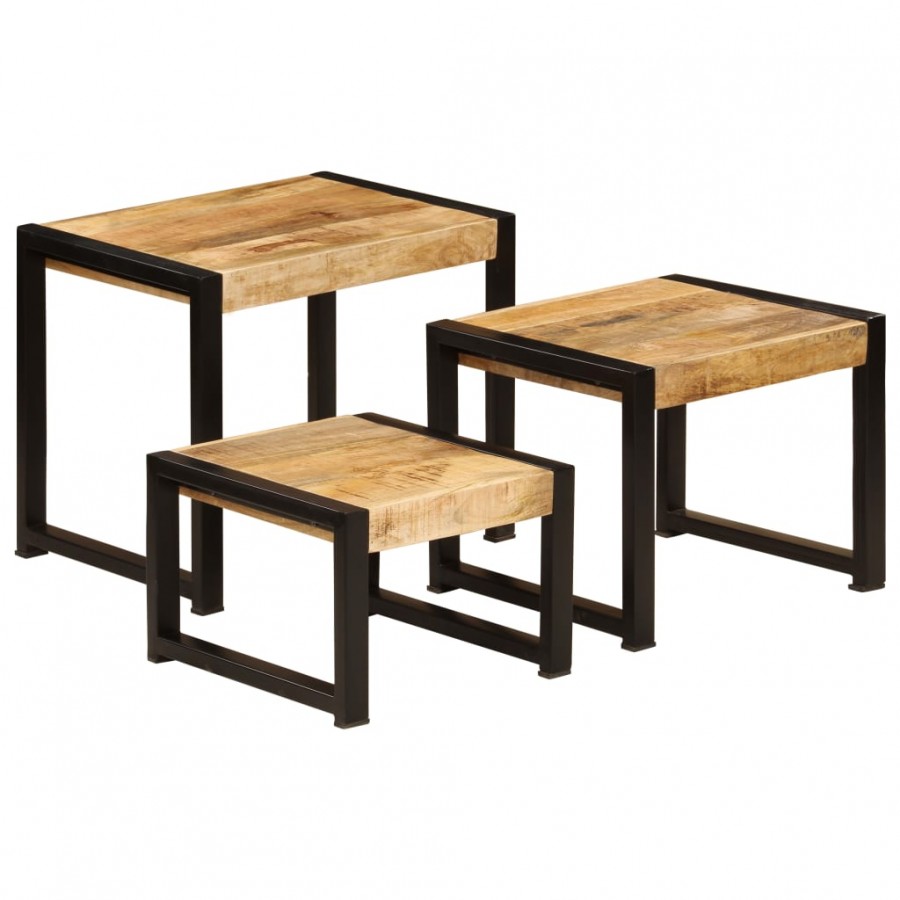 Tables gigognes 3 pcs Bois solide de manguier