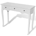 Table de console et coiffeuse avec 3 tiroirs Blanc