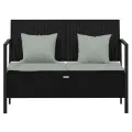 Banc de Jardin à 2 Places avec Coussins Noir Résine Tressée