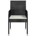 Chaises de jardin lot de 4 avec coussins Résine tressée Noir