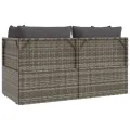 Salon de jardin 3 pcs avec coussins Gris Résine tressée