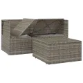 Salon de jardin 3 pcs avec coussins Gris Résine tressée