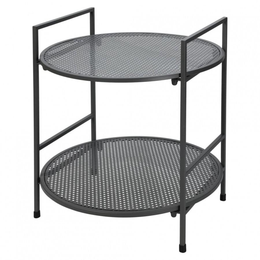 ProGarden Table d'appoint de jardin à 2 niveaux acier anthracite mat