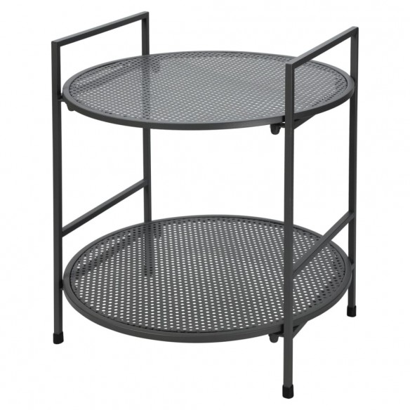 ProGarden Table d'appoint de jardin à 2 niveaux acier anthracite mat