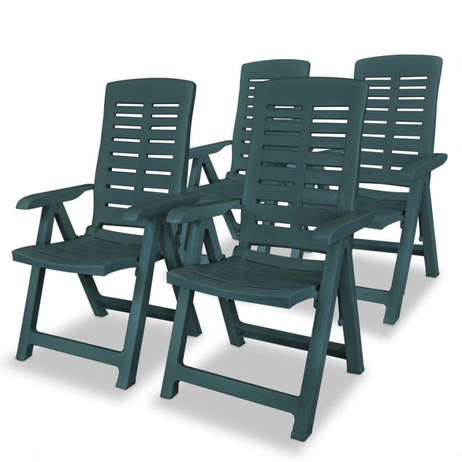 Chaises inclinables de jardin 4 pcs Plastique Vert