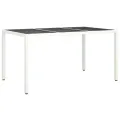 Table de jardin 150x90x75 cm Verre trempé/résine tressée Blanc