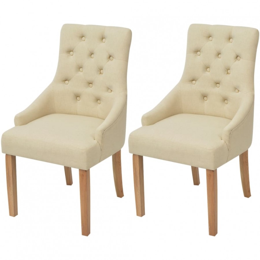 Chaises à manger lot de 2 crème tissu