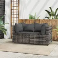 Canapés d'angle de jardin et coussins 2 pcs gris résine tressée
