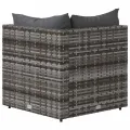 Canapés d'angle de jardin et coussins 2 pcs gris résine tressée