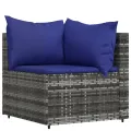 Salon de jardin 4 pcs avec coussins Gris Résine tressée