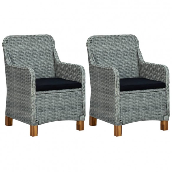 Chaises de jardin avec coussins 2 pcs Résine tressée Gris clair