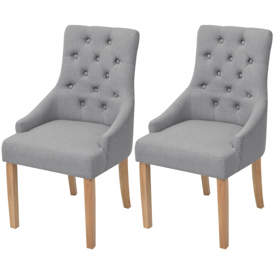 Chaises à manger lot de 2 gris clair tissu