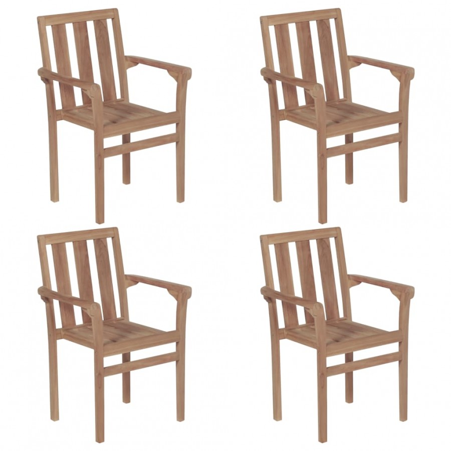 Chaises de jardin empilables 4 pcs Boie de teck solide