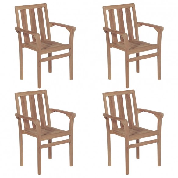 Chaises de jardin empilables 4 pcs Boie de teck solide