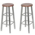 Tabourets de bar lot de 4 argenté et marron MDF