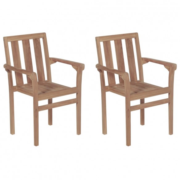 Chaises empilables de jardin 2 pcs Bois de teck solide