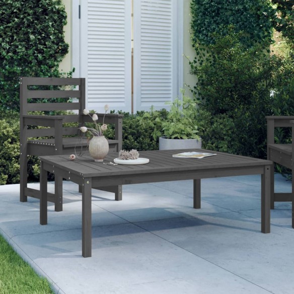 Table de jardin gris 121x82,5x45 cm bois massif de pin