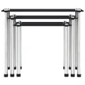 Tables gigognes 3 pcs Noir Verre trempé