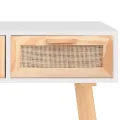 Table console Blanc 105x30x75 cm Bois massif pin /rotin naturel