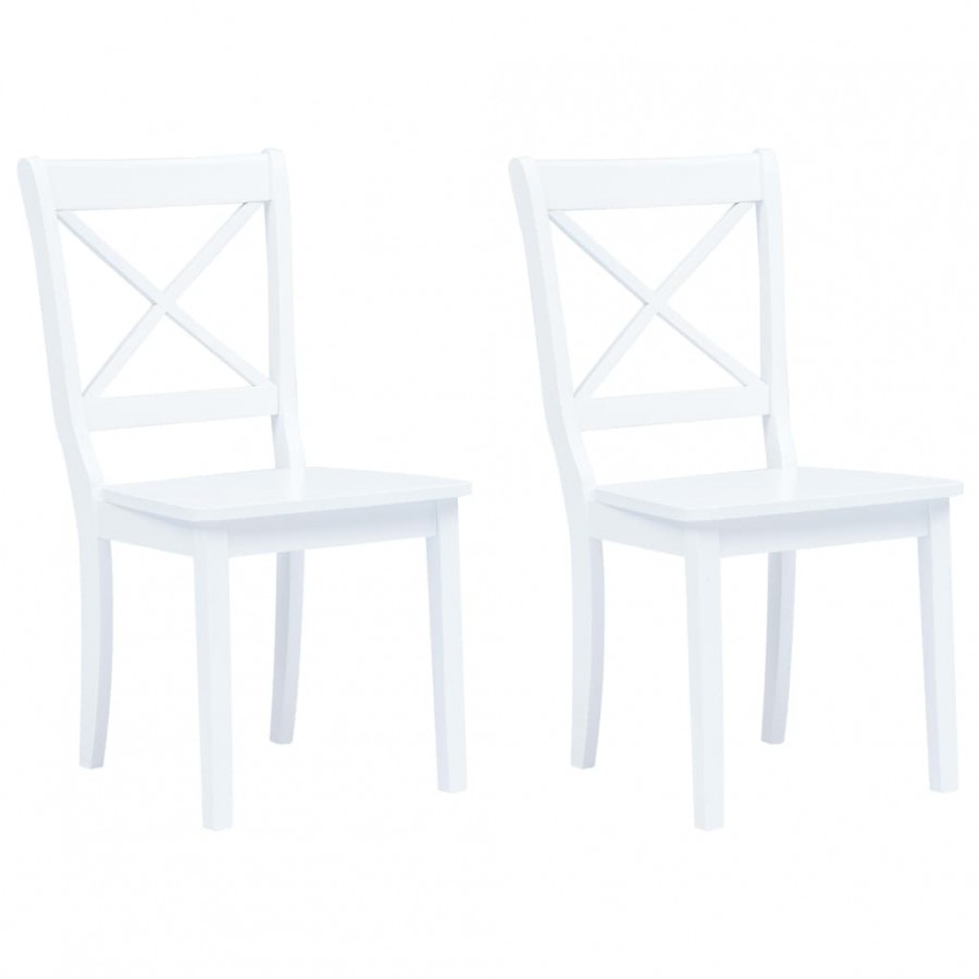 Chaises à manger lot de 2 blanc bois hévéa massif