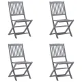 Chaises pliables d'extérieur 4 pcs avec coussins Bois d'acacia