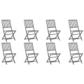Chaises pliables d'extérieur 8 pcs avec coussins Bois d'acacia