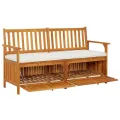 Banc de rangement avec coussin 148 cm Bois d'acacia solide