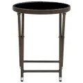 Table à thé Marron 60 cm Résine tressée et verre trempé