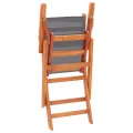 Chaises pliables de jardin 2 pcs Gris Eucalyptus et textilène