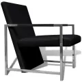 Fauteuil avec pieds chromés Noir Similicuir
