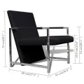 Fauteuils lot de 2 avec cadre chromé noir similicuir
