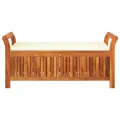 Banc de rangement de jardin avec coussin 126 cm Bois d'acacia