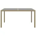 Table de jardin 150x90x75 cm Verre trempé/résine tressée Beige