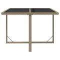 Table de jardin Beige 109x107x74 cm Résine tressée et verre