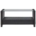 Canapés de jardin 6 pcs avec coussins Résine tressée Noir