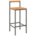 Tabourets de bar 4 pcs gris résine tressée et bois d'acacia