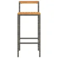 Tabourets de bar 4 pcs gris résine tressée et bois d'acacia