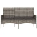 Banc de jardin à 3 places avec coussins Gris Résine tressée