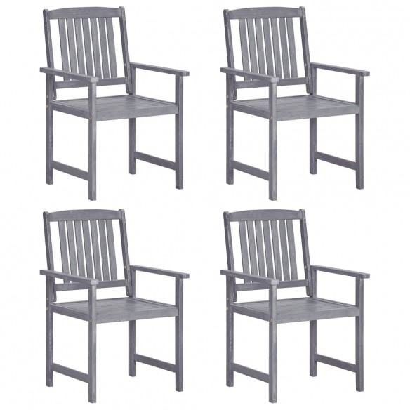 Chaises de jardin lot de 4 Bois massif d'acacia Gris