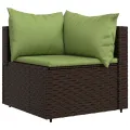 Salon de jardin 3 pcs avec coussins marron résine tressée