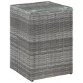 Tables d'appoint 3 pcs et dessus en verre Gris Résine tressée