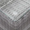 Tables d'appoint 3 pcs et dessus en verre Gris Résine tressée