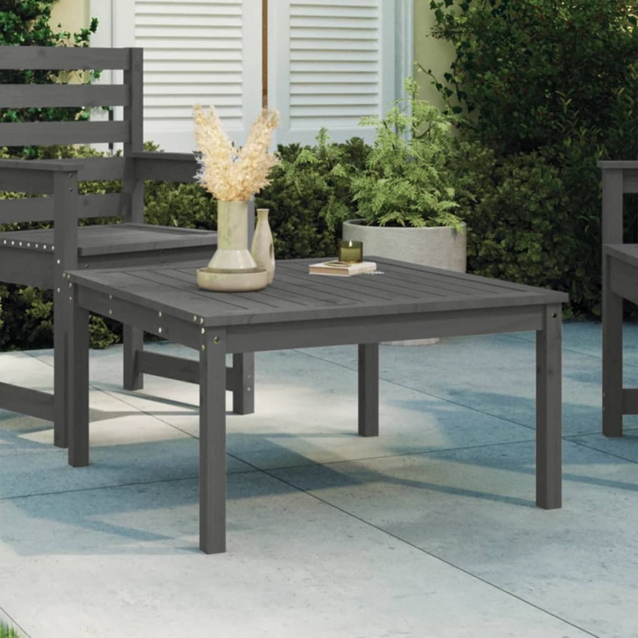 Table de jardin gris 82,5x82,5x45 cm bois massif de pin