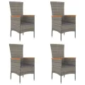 Chaises de jardin avec coussins 4 pcs Résine tressée Gris
