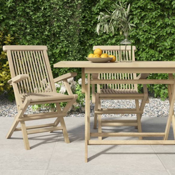 Chaises de jardin pliantes 2pcs gris 56x61x89cm bois de teck