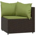 Salon de jardin 3 pcs avec coussins marron résine tressée