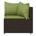 Salon de jardin 3 pcs avec coussins marron résine tressée